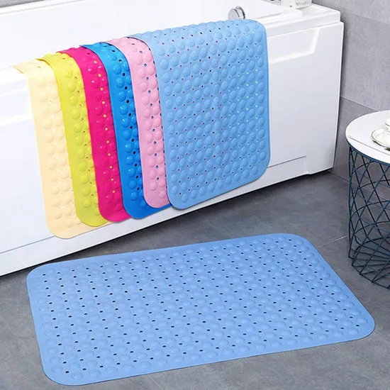 Bathtub Bathroom Shower Non Slip Waterproof Rectangular PVC Anti Slip Bath Mats with Drain Holes 