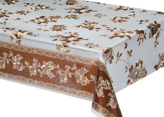 Gold Metallic Lace PVC Vinyl Oilcloth Tablecloth 