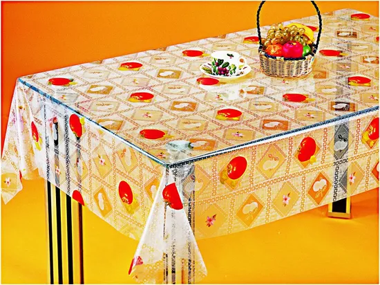 Printed Pattern and PVC Material, Oilproof, Waterproof Feature Transparent Table Cloth 