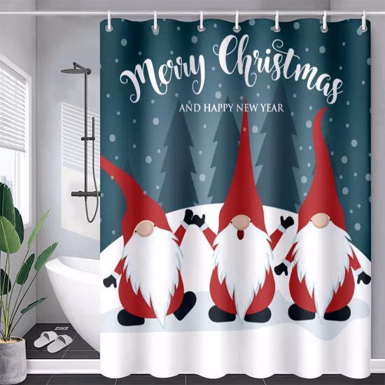 Waterproof PEVA Shower Curtain for Bathroom, with 12 Plastic Hooks