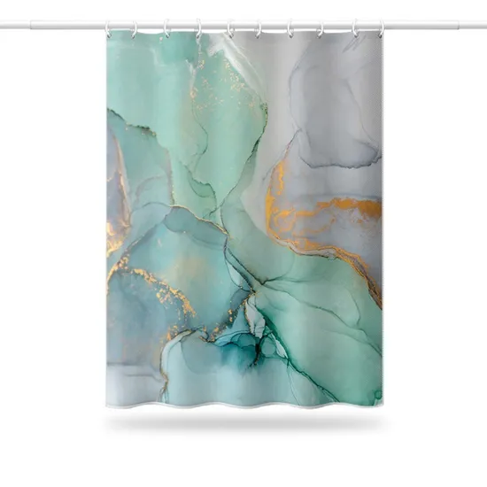 Nordic Abstract Colorful Marble Block Bathroom Drape Polyester Waterproof Shower Curtain 