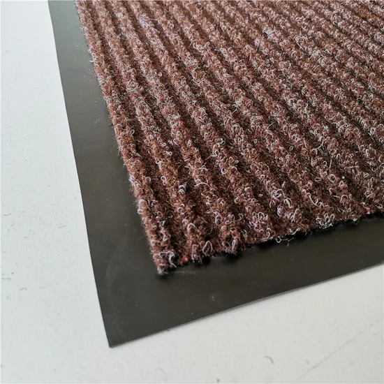 Non Slip Indoor Outdoor Entrance Doormat Stripe Floor Carpet Ribbed Door Mat with PVC Backing 